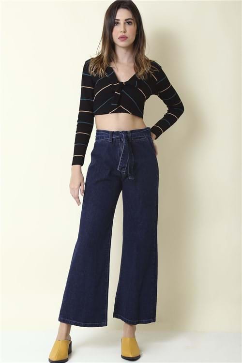 Calça Pantalona Jeans - Jeans Tamanho: 40