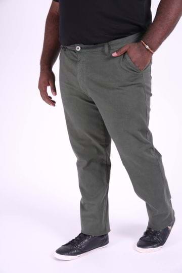 Calça Sarja Skinny Masculina Plus Size Verde Militar 60