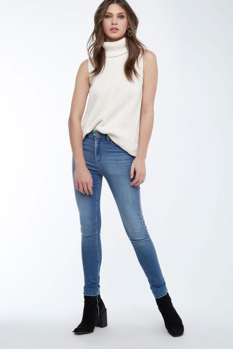 Calca Skinny Azul Medio Jeans - 38