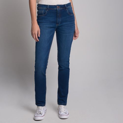 Calça Skinny Jeans Bigode 3D Azul Médio - 44