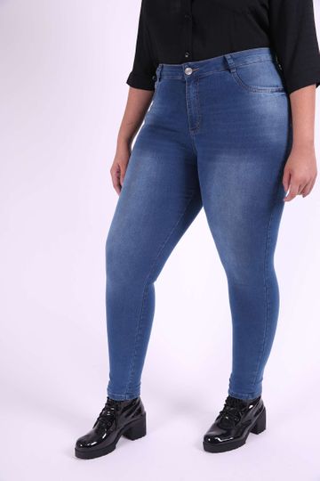 Calça Jeans Feminina Skinny Used Plus Size 46