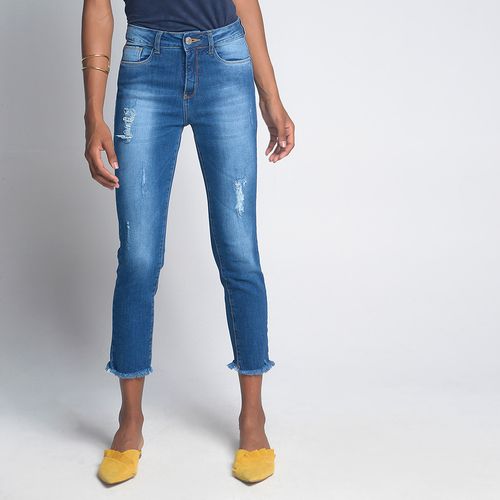 Calça Skinny Puídos Jeans - 38