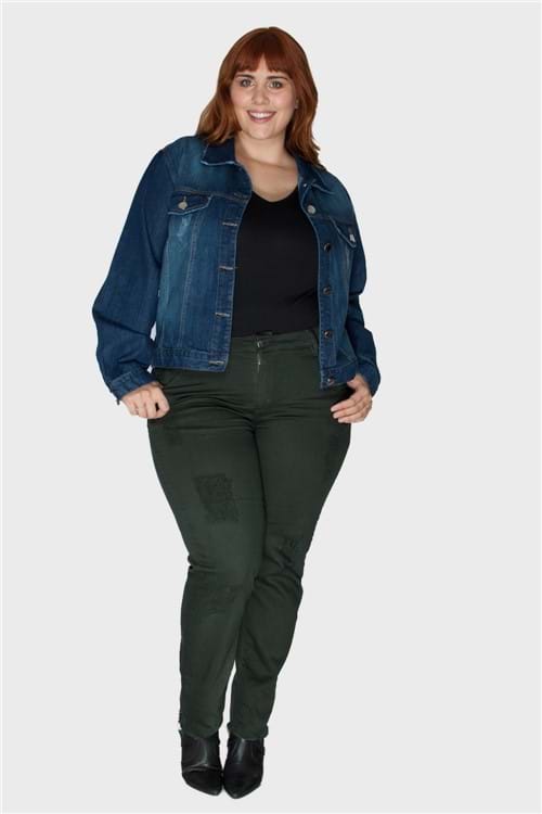 Jaqueta Jeans Plus Size Azul-48