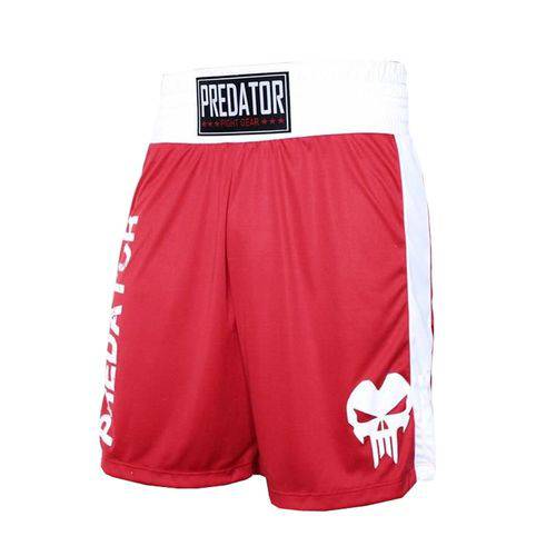 Calção / Short Boxe - Boxer -Vermelho/Branco - Predator .