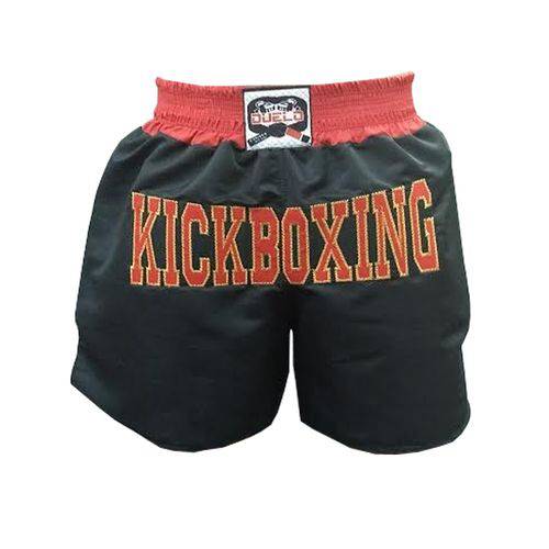 Calção / Short Kickboxing - Contender - Bordado - Preto/Vermelho - Duelo Fight