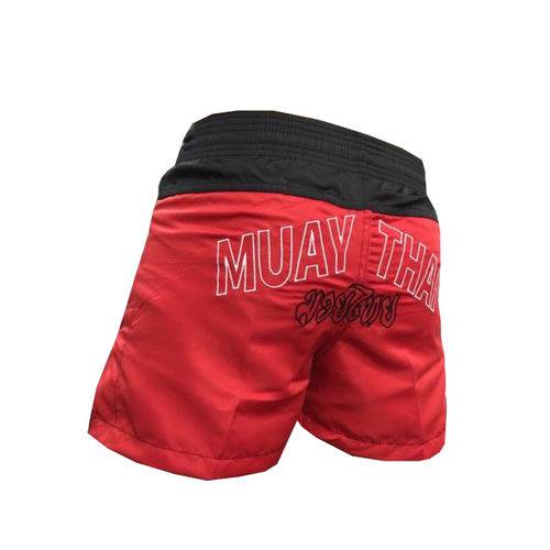 Calção / Short Muay Thai - Company - Bordado - Preto/vermelho - Feminino