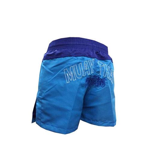 Calção / Short Muay Thai - Company V2 - Bordado - Azul/azul Claro- Feminino