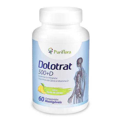 Cálcio 500mg + Vit. D Mastigável - 60 Comprimidos - Dolotrat