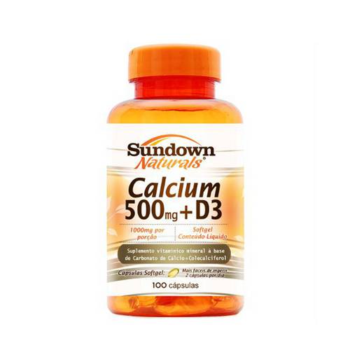 Cálcio - Calcium 500mg D3 Sundown com 100 Cápsulas