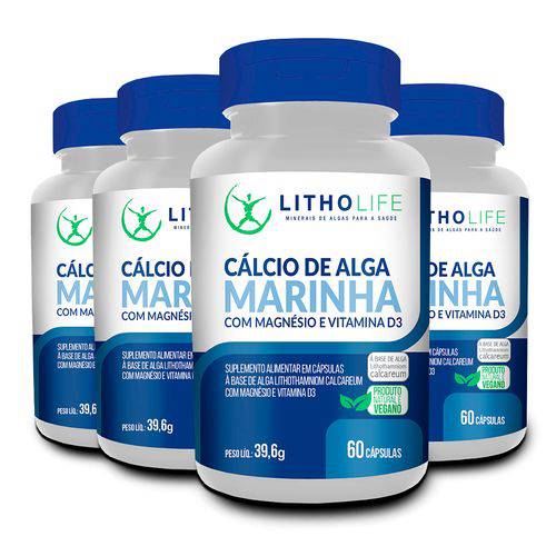 Cálcio de Alga Marinha com Magnésio e Vitamina D3 - 4 Unidades