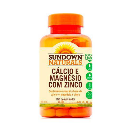 Cálcio e Magnésio com Zinco - 100 Comprimidos - Sundown