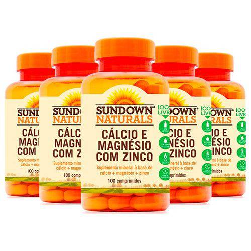 Cálcio e Magnésio com Zinco - 5 Un de 100 Comprimidos - Sundown