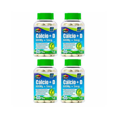 Cálcio + Vitamina D3 - 4 Un de 60 Tabletes - Lauton