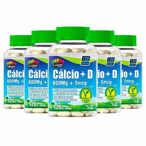Cálcio + Vitamina D3 - 5 Un de 120 Tabletes - Lauton