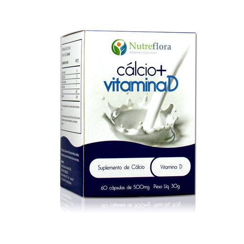 Cálcio + Vitamina D (500mg) -60 Caps Nutreflora