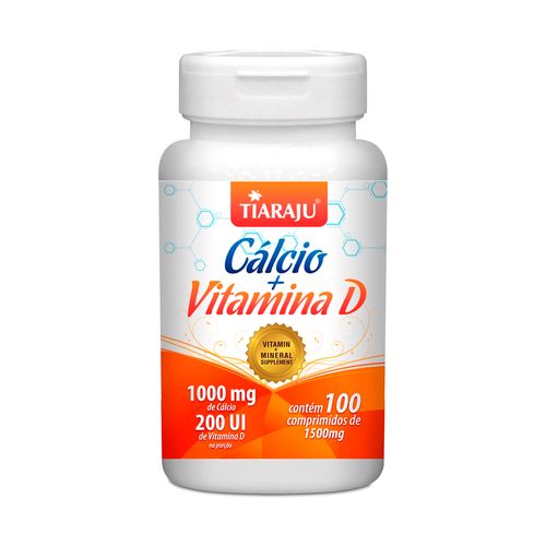Cálcio + Vitamina D - Tiaraju - 100 Comprimidos de 1500mg