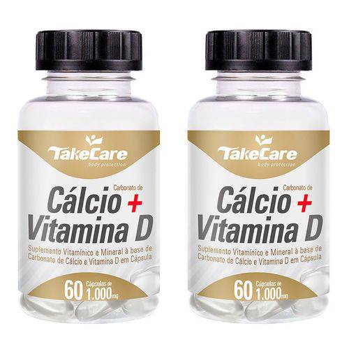 Cálcio + Vitamina D - 2 Un de 60 Cápsulas - Take Care