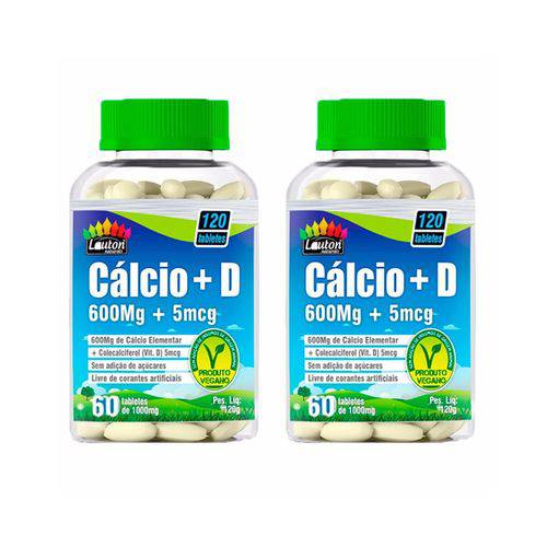 Cálcio + Vitamina D3 - 2 Un de 60 Tabletes - Lauton