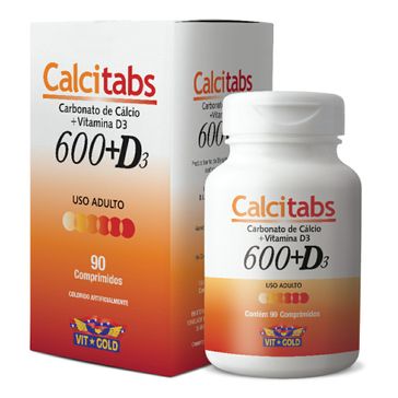 Calcitabs Vit Gold 600 + Vitamina D3 90 Comprimidos