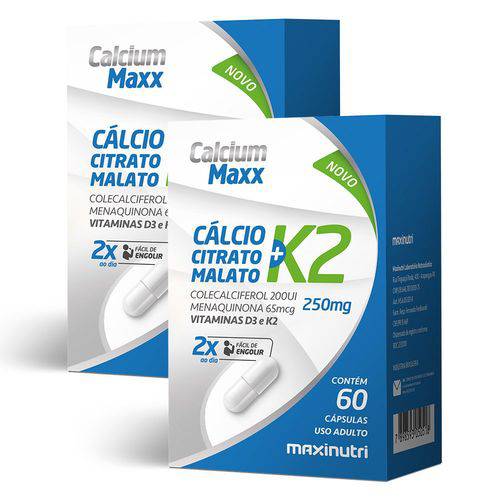 Calcium Maxx + Vitamina K2 - 2x 60 Cápsulas - Maxinutri