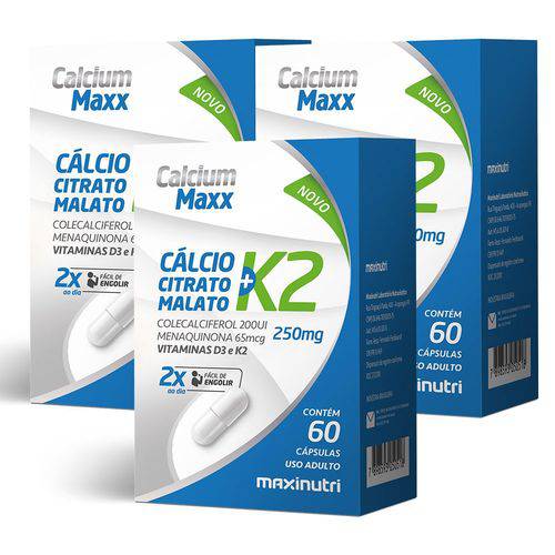 Calcium Maxx + Vitamina K2 - 3x 60 Cápsulas - Maxinutri