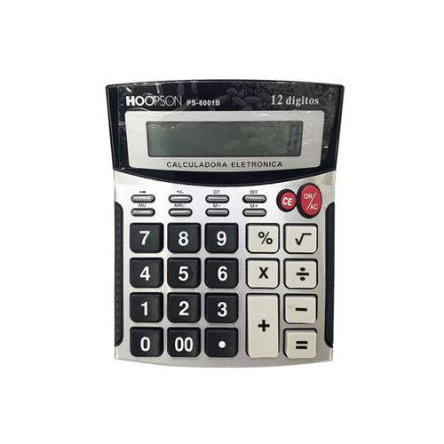 Calculadora 12 Dígitos PS-6001b Sem Bip Sonoro - Hoopson