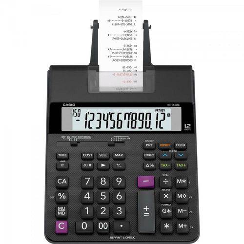 Calculadora C/ Bobina Compacta Hr150rc-b Preto Casio