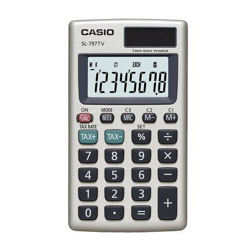 Calculadora Casio de Bolso com Visor 8 Dígitos SL-797TV-GD