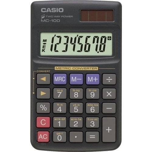 Calculadora Casio Mc-100 - Conversor Métrico, 8 Dígitos