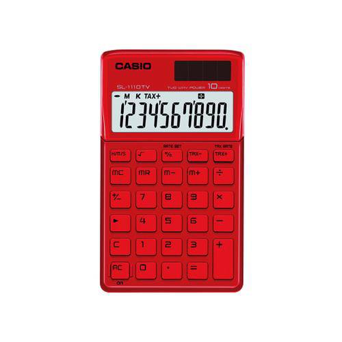 Calculadora Casio Sl-1110 Tv-Rd Vermelho Alimentação Solar e Pilha - Alta Qualidade