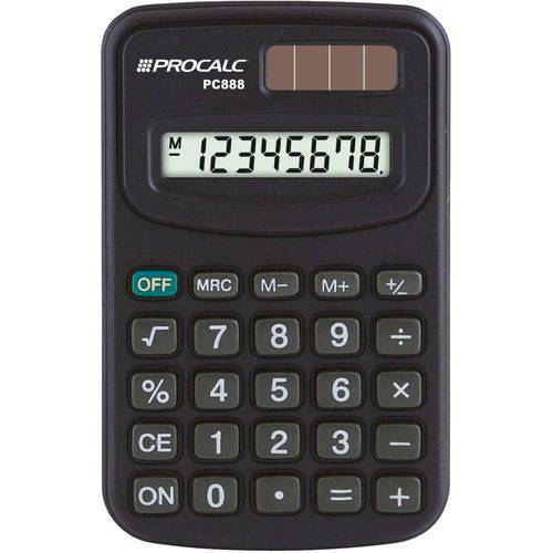 Calculadora de Bolso 08 Digitos Mod.pc888 C/capa Procalc Unidade