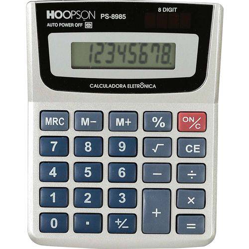Calculadora de Bolso 8 Dígitos Bateria Prata Hoopson