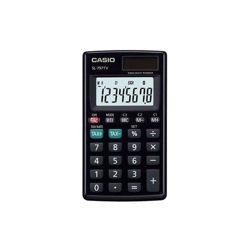 Calculadora de Bolso Casio Preta 8 Digitos Sol/Bateria Modelo SL-797TV-BK-W-DH