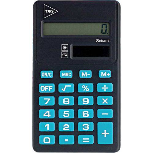 Calculadora de Bolso Tris Pop Azul/pt 8digitos Bat.