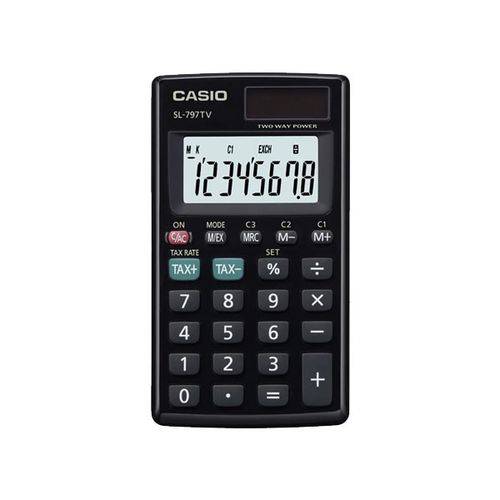 Calculadora de Bolso Vertical Casio Card Sl-797tv-bk 8 Dígitos, Solar e Bateria, Preta'