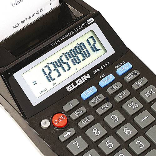Calculadora de Impressão 12 Dígitos Sem Adaptador - Elgin Preta