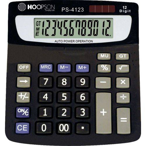 Calculadora de Mesa 12 Dígitos Bat/solar Preta Hoopson