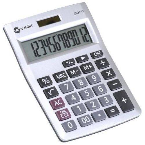 Calculadora de Mesa 12 Dígitos com Alimentação Solar ou a Pilha - Cm20 Prata