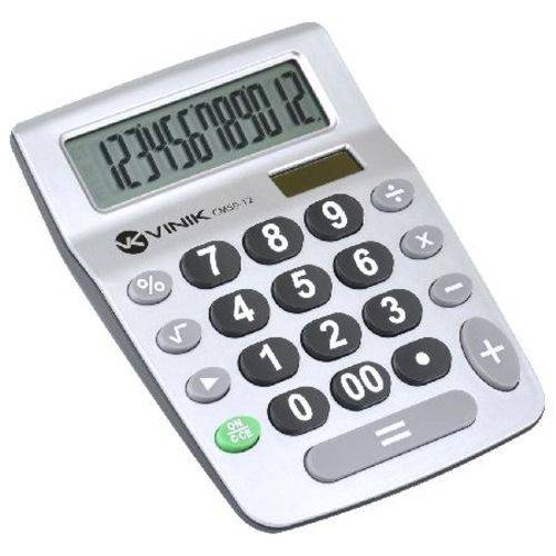 Calculadora de Mesa 12 Digitos com Alimentacao Solar ou a Pilha - Cm50 Prata