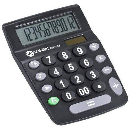 Calculadora de Mesa 12 Dígitos com Alimentação Solar ou a Pilha - Cm50 Preta