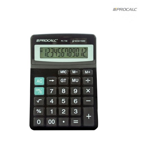 Calculadora de Mesa 12 Digitos Preta PC730 Procalc