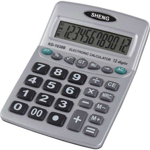 Calculadora de Mesa 12digitos Pilha Aaa Prata