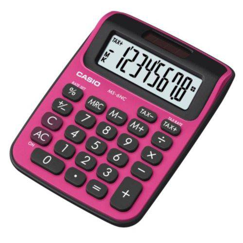 Calculadora de Mesa Casio Colorful MS-6NC-BRD 8 Dígitos, Big Display, Preta e Vermelha