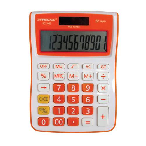 Calculadora de Mesa Procalc Pc100-O 12 Digitos Laranja