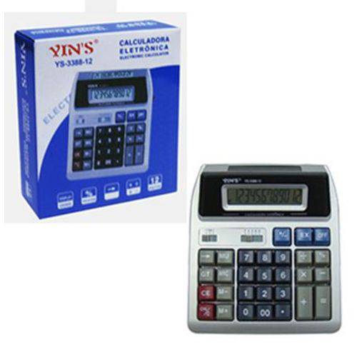 Calculadora Eletrônica 12 Dígitos com Display Duplo 18x15,5cm