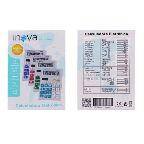 Calculadora Eletrônica 12 Dígitos Inova -calc-7087