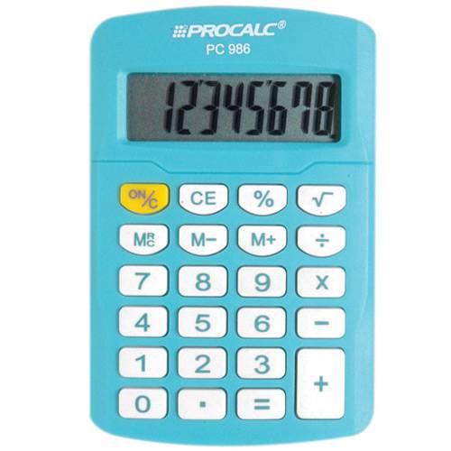 Calculadora Pessoal Procalc Linha Vivid Color 8 Dígitos Azul