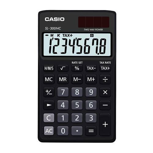 Calculadora Portátil Colorida C/ Visor Xl, Alimentação Dupla Casio - Mod. Sl-300nc - Preta