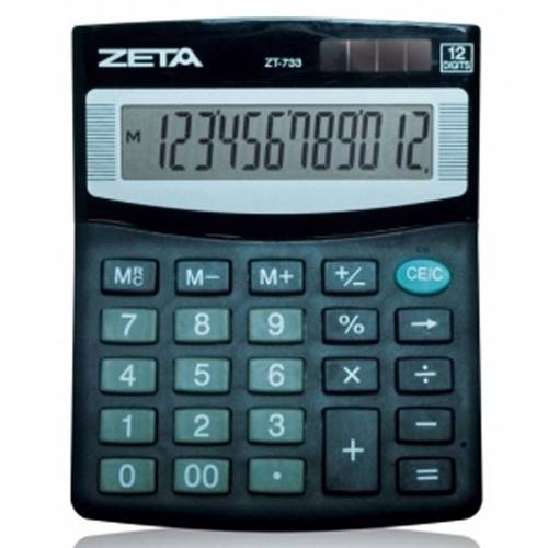Calculadora Zeta Zt-733 - 12 Dígitos, Solar/Bateria, Auto Power Off