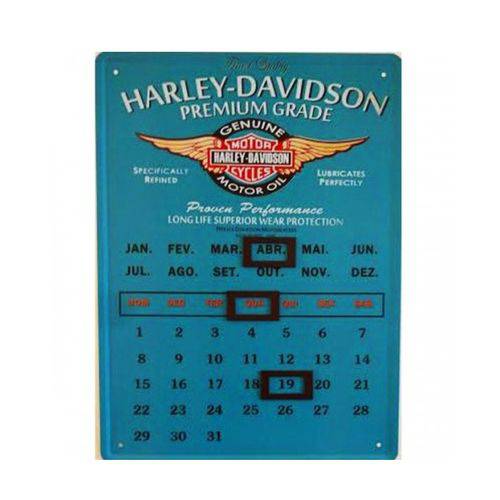Calendário Permanente Metal Harley Davidson Vintage Pl291